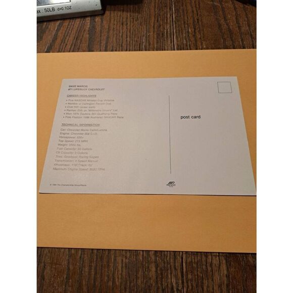 1989 Dave Marcis Signed NASCAR Postcard #71 Lifebuoy Chevy 9x6 Winston Cup - Picture 4 of 4